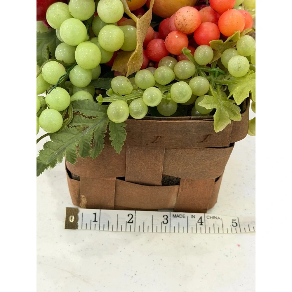Fruit Basket Centerpiece Vintage Wood weaved Basket Artificial Fruit